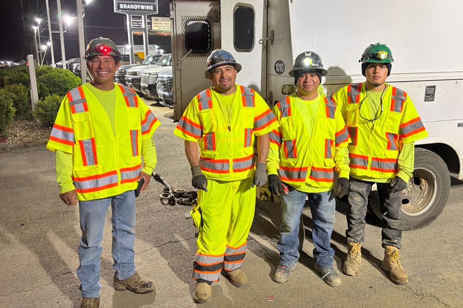 Gaines and Company site development construction workers wearing PPE on jobsite in Maryland